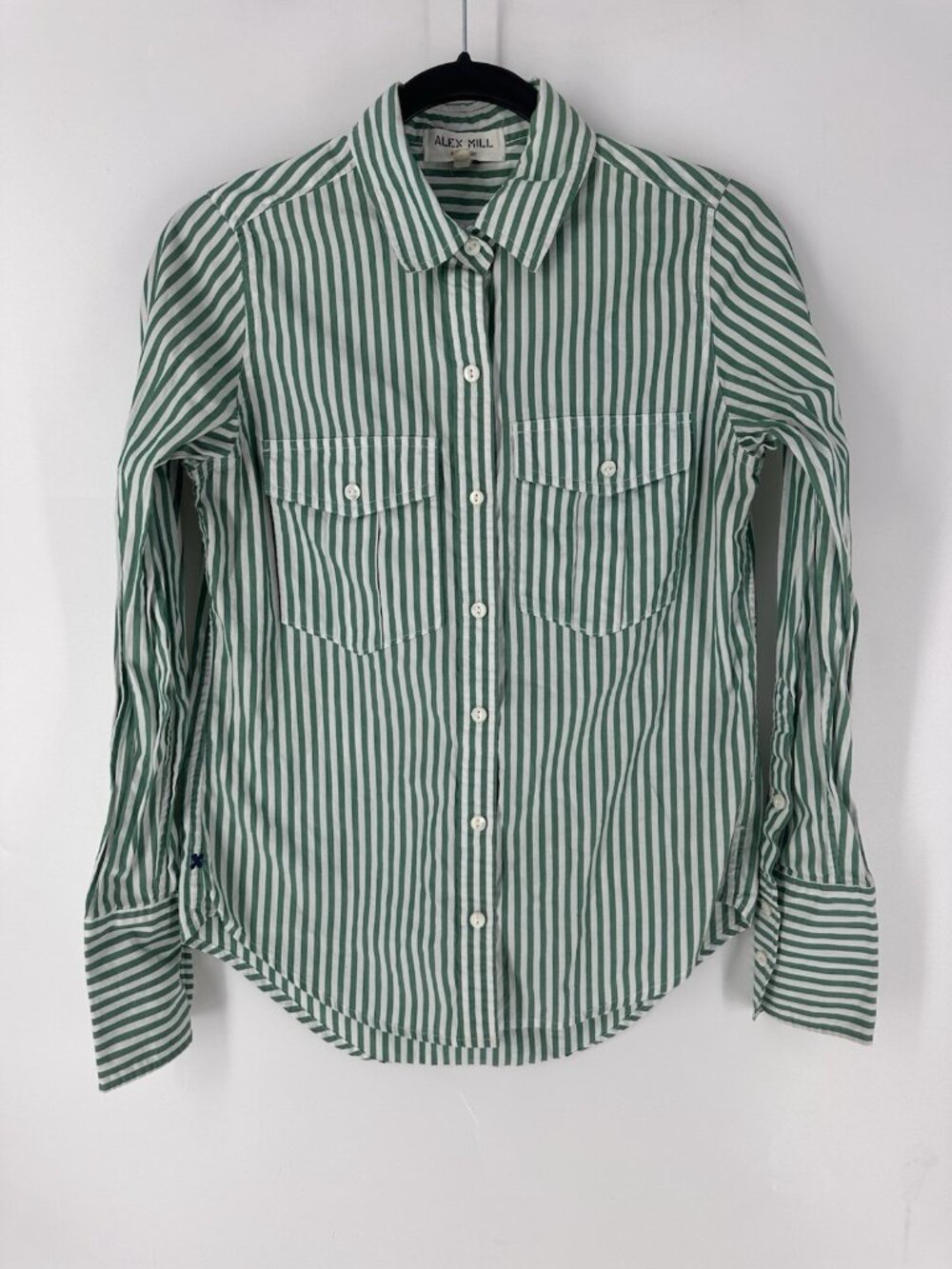 Alex Mill Shirt Womens Jo Striped Poplin Cotton Button Up Long Sleeve XS